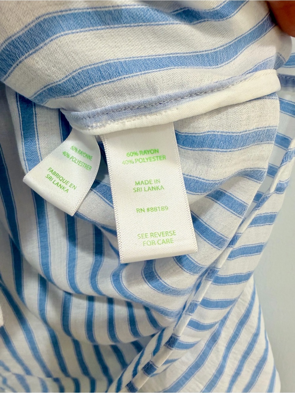 Lilly Pulitzer Blue White Striped Bell Sleeve Tie Front Blouse Coastal Small - Picture 8 of 10